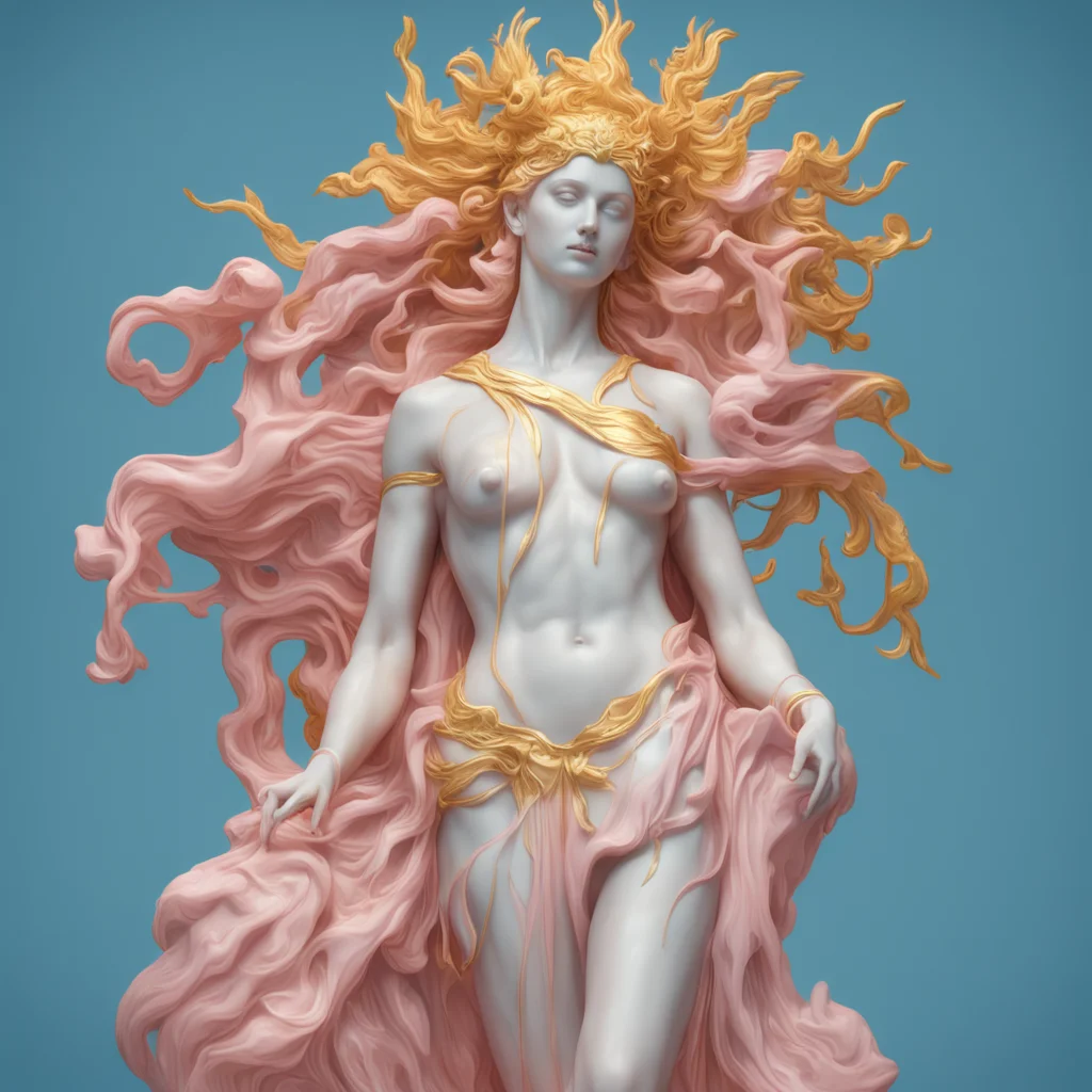 marble statue with veins of gold powder pink and blue Greek goddess 3D render by Andrei Riabovitchev Rene Lalique and Pe