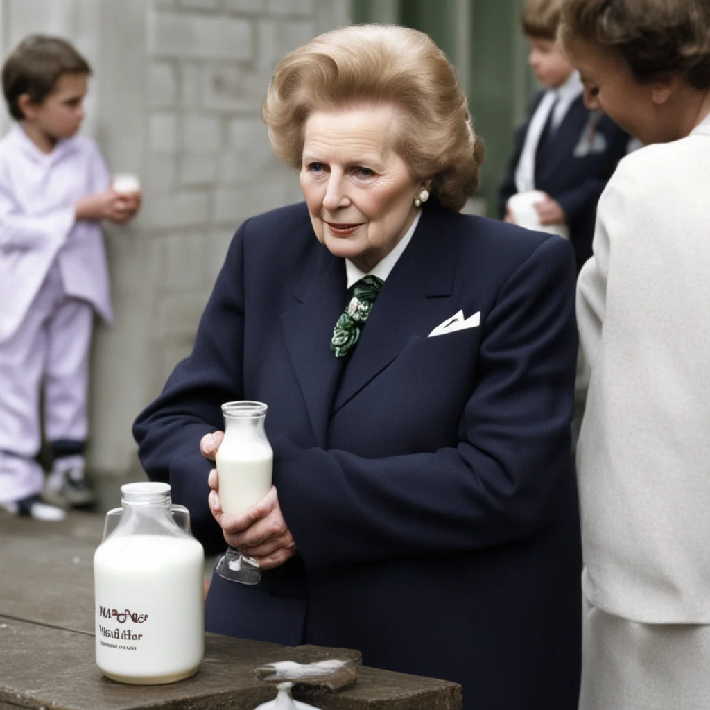 margaret thatcher guarding her milk from children