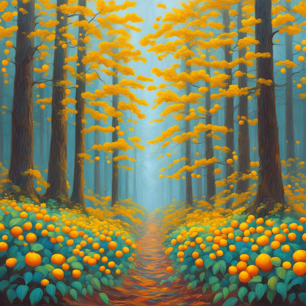 masterpiece painting of a forest in southern Oregon with golden berries1 vector art03 digital flat Miyazaki Monet hd 8k0