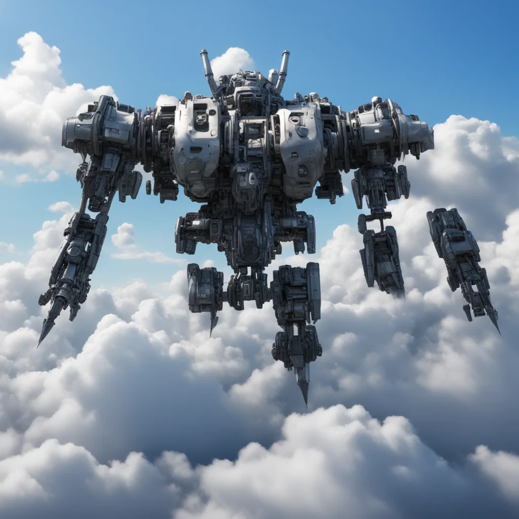 mecha clouds clouds made out of mechanical parts tech clouds artifically made clouds hyperrealistic 4K max resoultion UH
