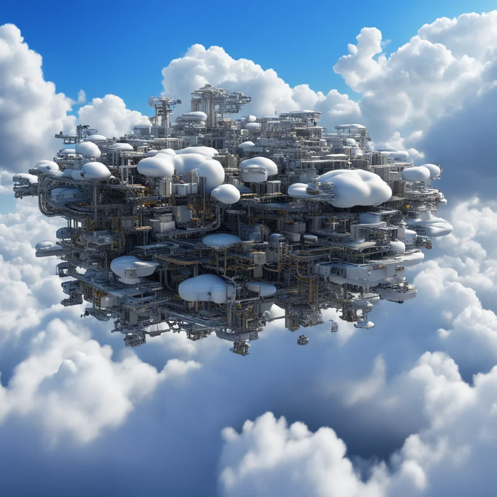 mechanized clouds technological clouds cyber clouds hyperrealistic 4K high resolution 3D render