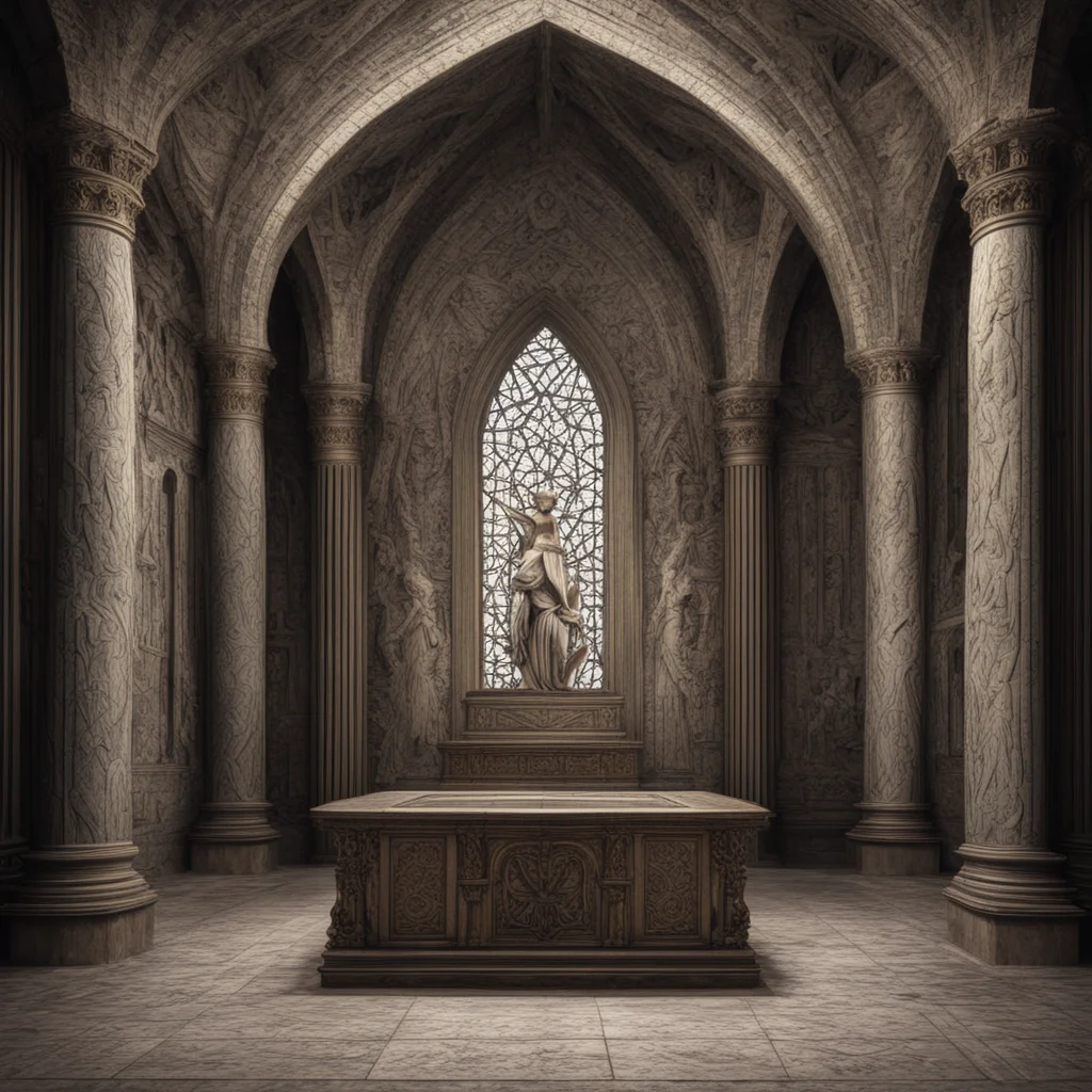 medieval temple interior altar floating angel of death symmetry geometric 8k w 832 h 1792