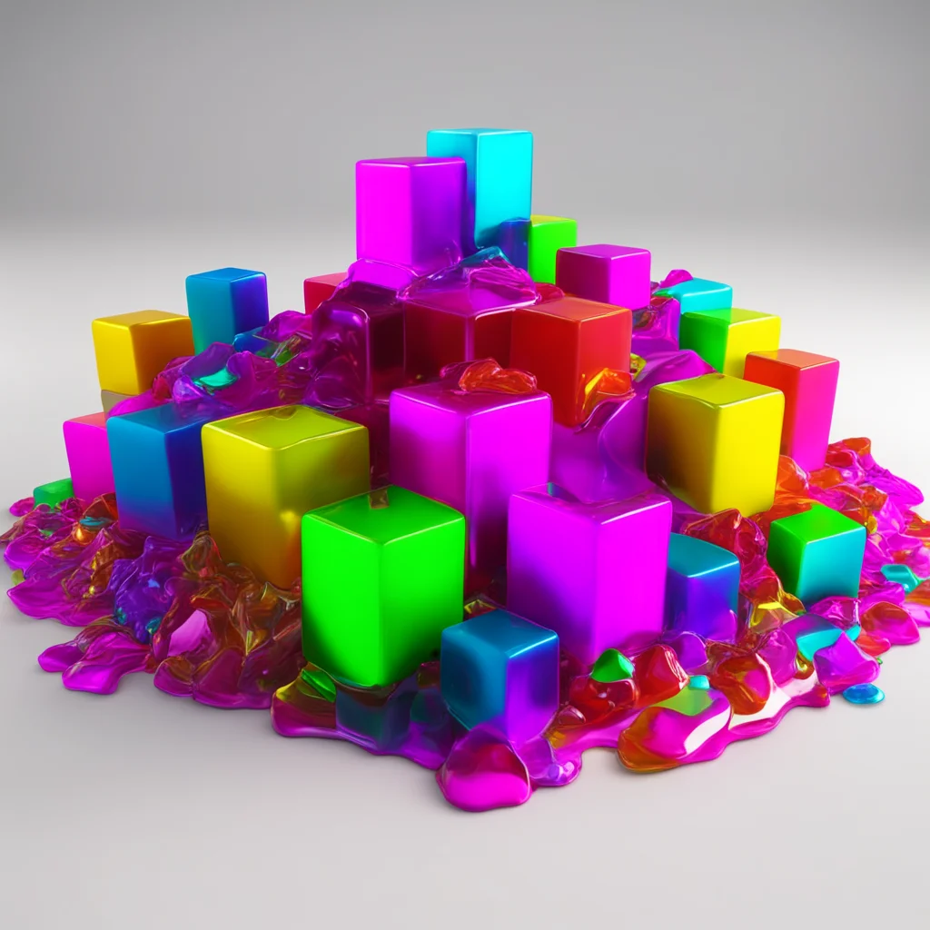 melting mountain of multi coloured gelatinous cubes 3D high detail realistic render octane render 4k 8k aspect 53