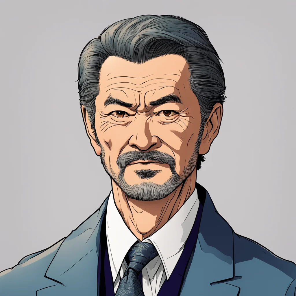 middle age man in japanese comic style 34 face portrait wear suit —ar 916