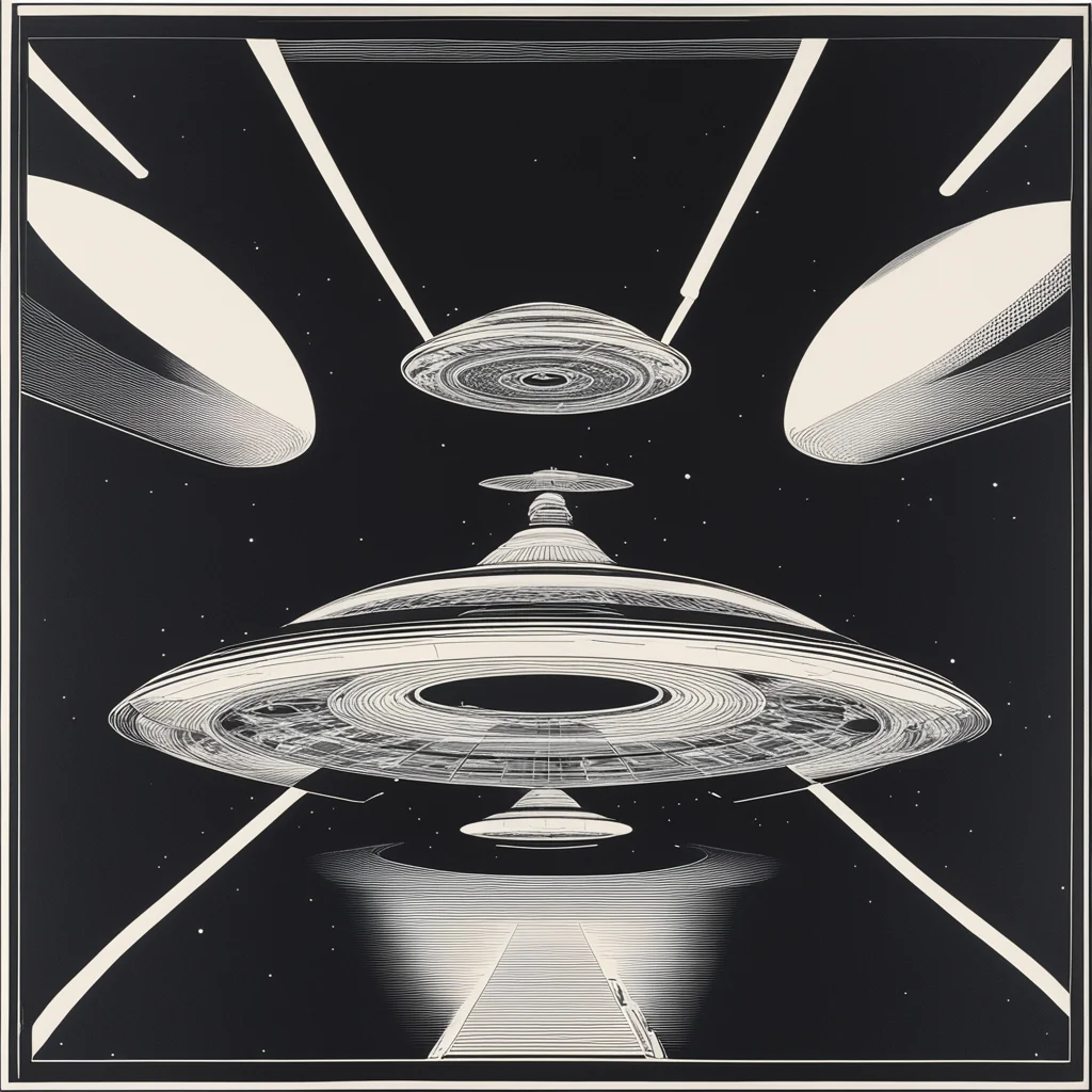 midjourney6 m&J logo8 liminal space inside the spaceship6 UFO4 depth of field 07 35mm film silkscreen print graphics4 19