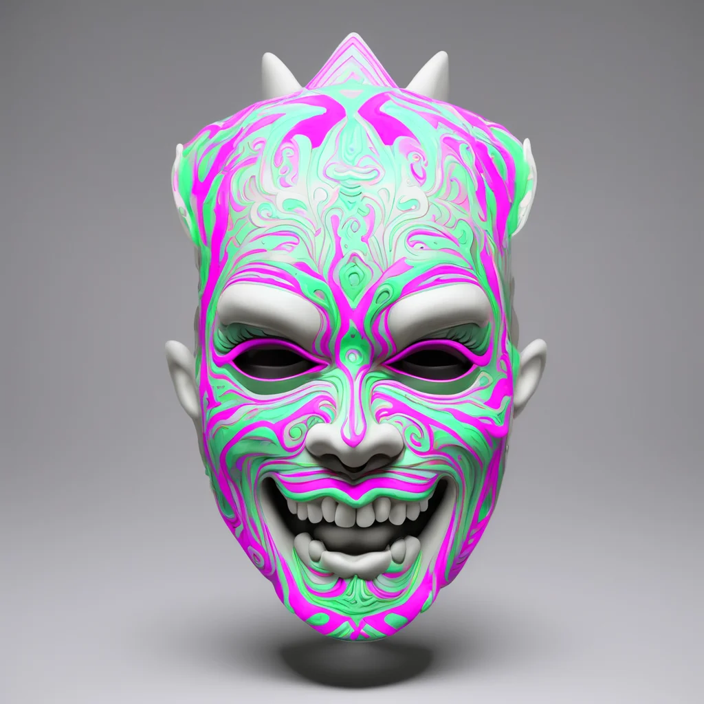 mime tribal mask soft light v ray octane white neon