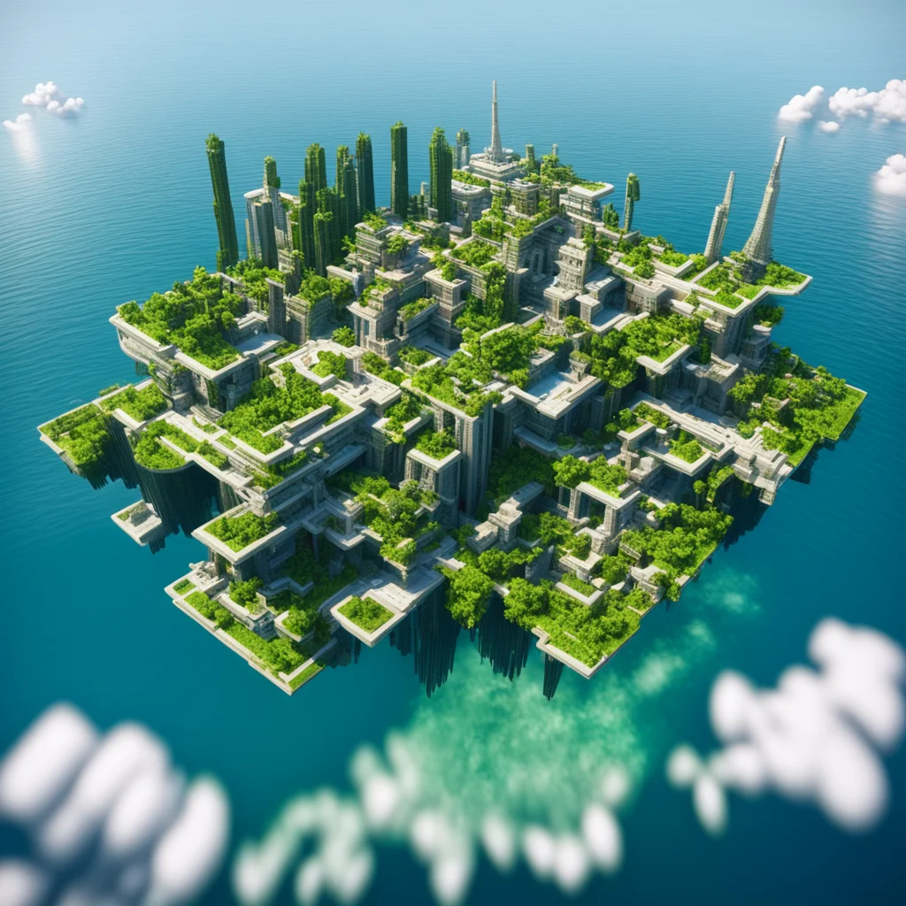 minecraft build of futuristic luxurirous city floating on the oceanar 23