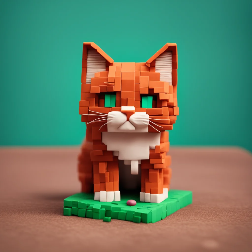 minecraft cat6 Polaroid photo portrait4 realistic clay diorama panoramic cinematic lighting claymation3 in the style of 