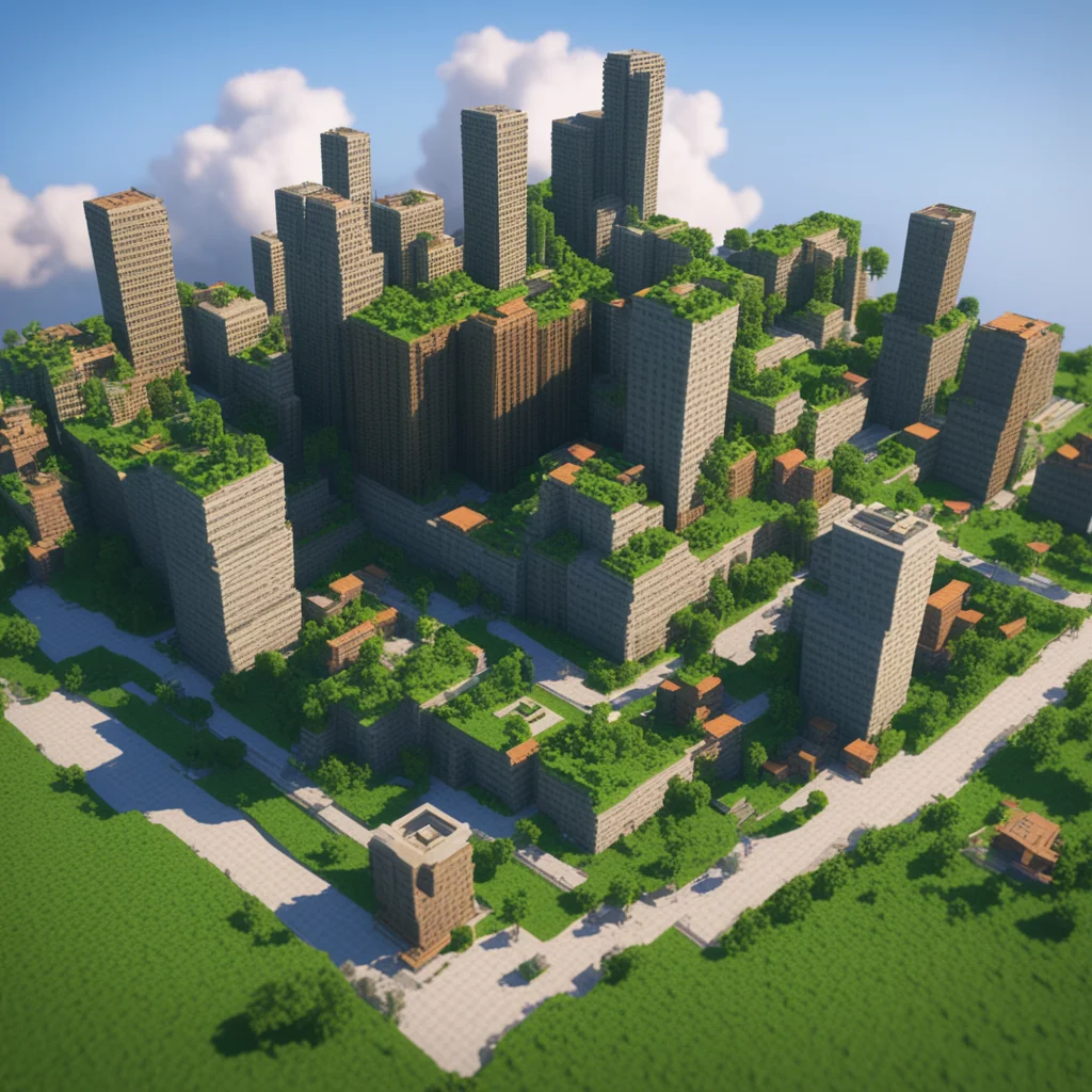 minecraft city 3d octane render