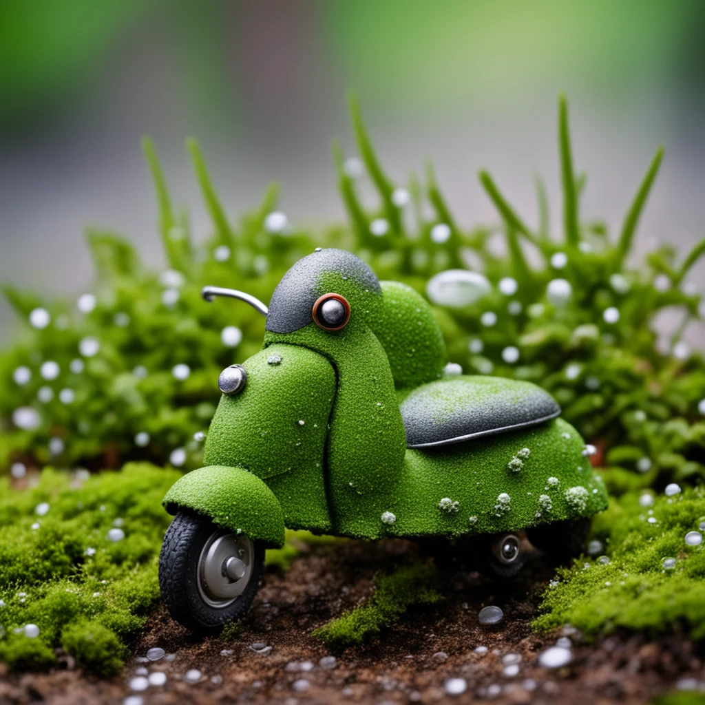 miniature vespa scooters lichen urban moss tiny dew drops leaves Patrick Woodroffe Maurice Sendak cloud tank naoto hatto