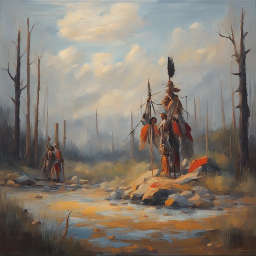 minimal oil painting The Sioux tribe originally lived as Woodland Indians along the upper Mississippi in Minnesota ar 16