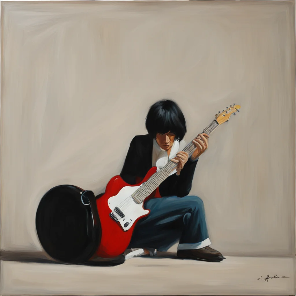 minimal oil painting realistic Jeff Beck by Edward Hopper ar 916