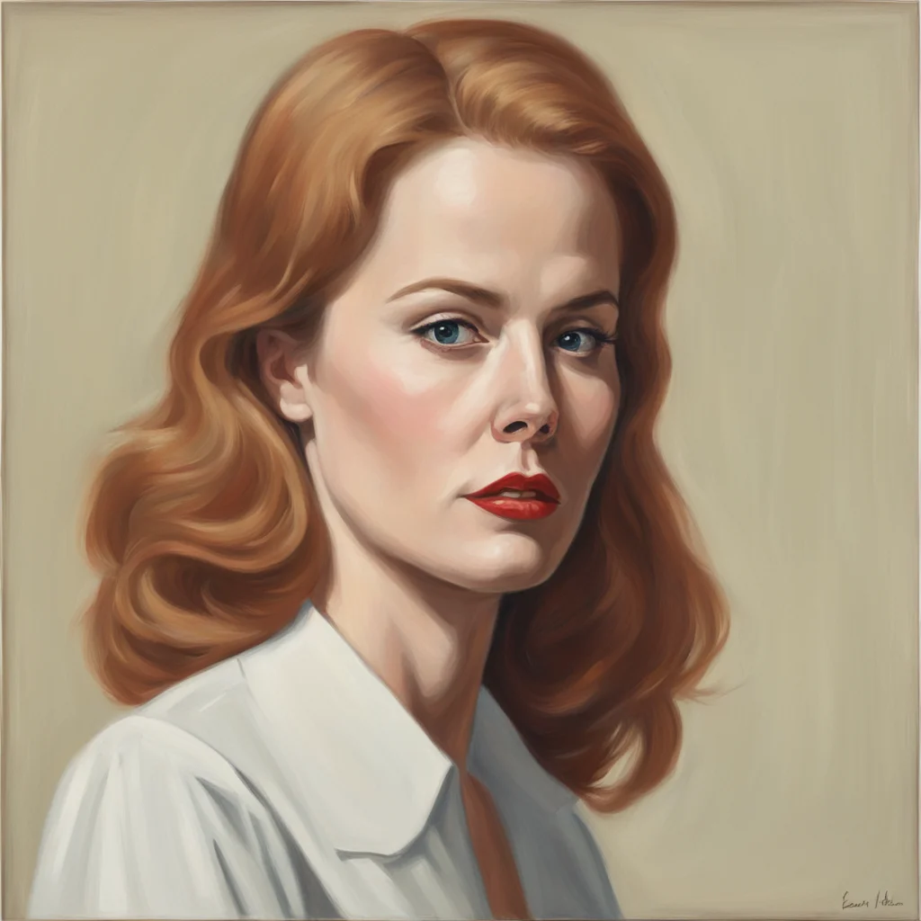 minimal oil painting realistic Nicole Kidman	 by Edward Hopper ar 916