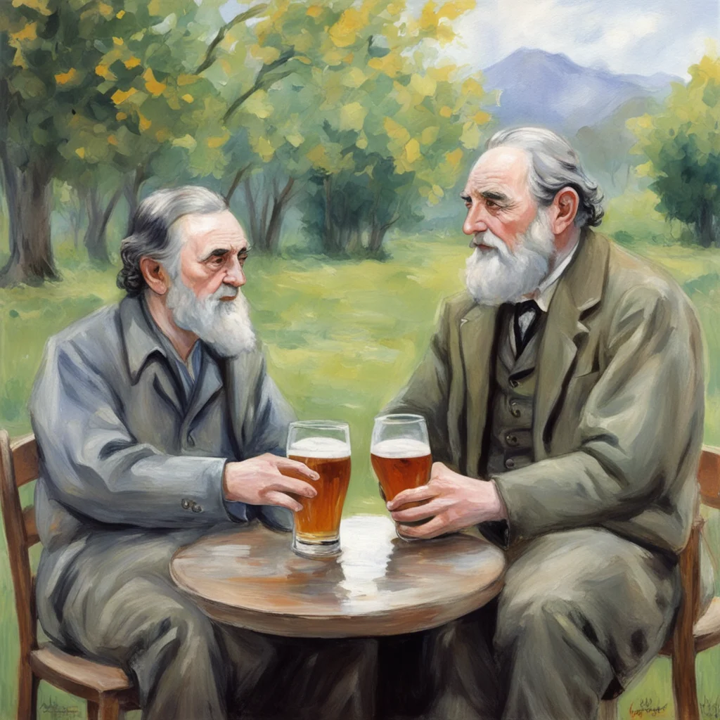 monet and Tolkien having a beer