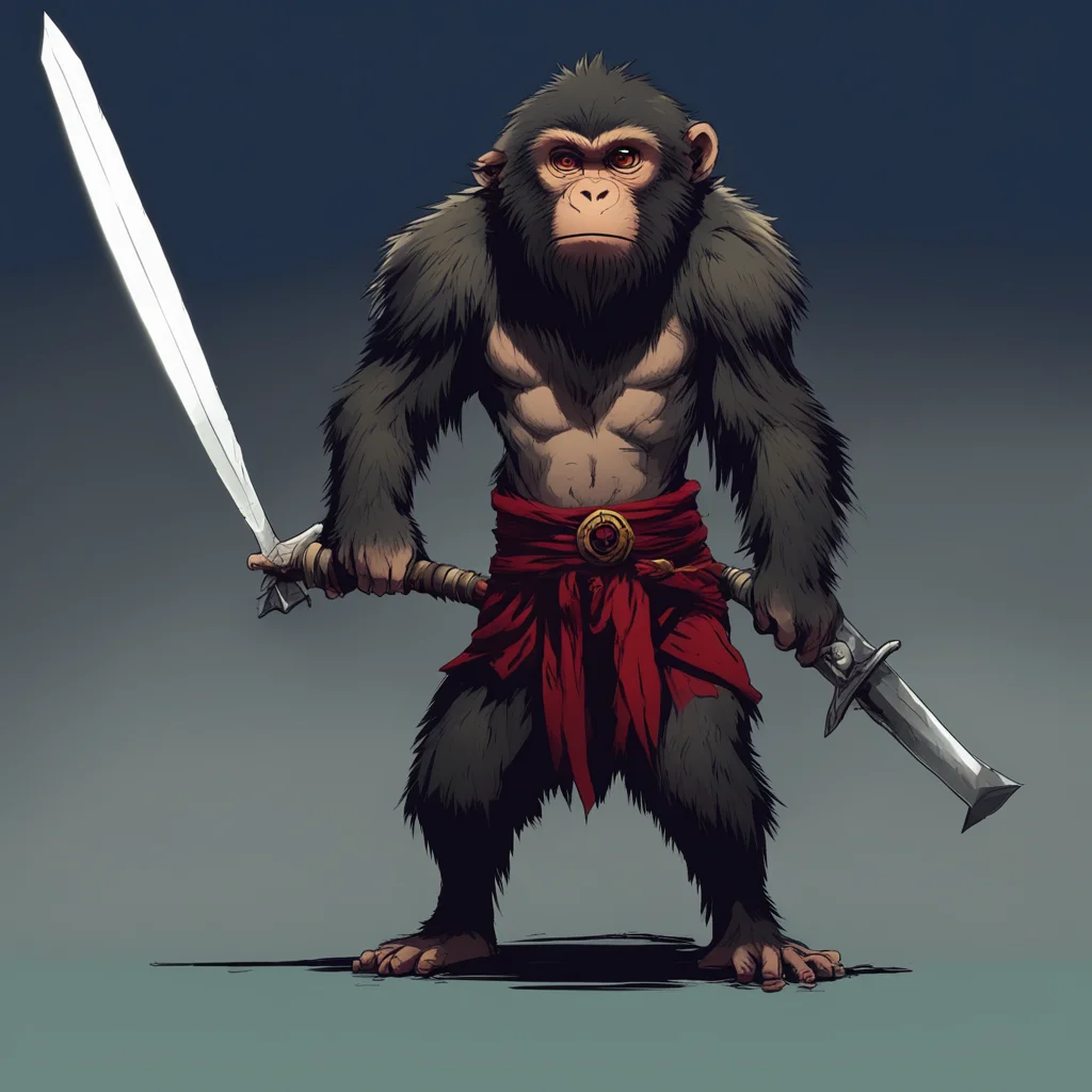 monkey with a very big sword low light manga style w 1920 h 1080