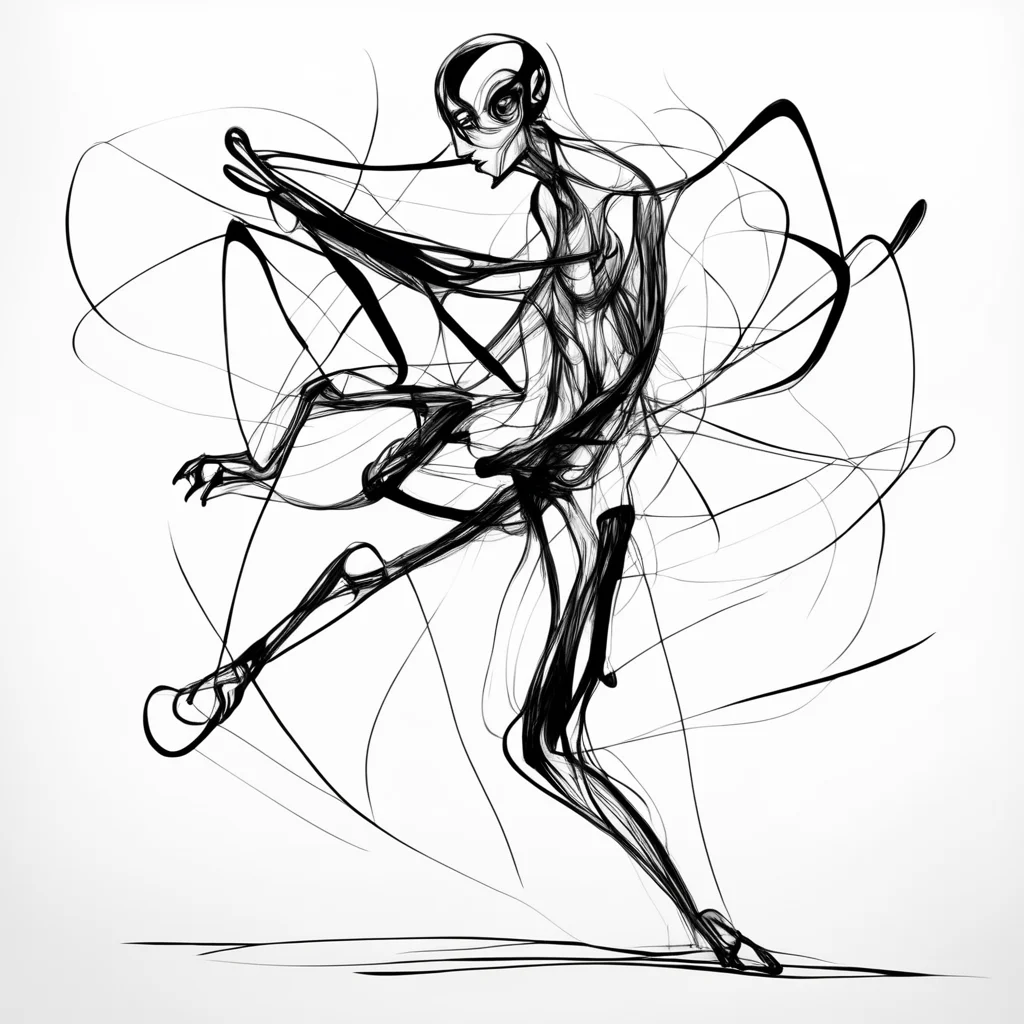motion capture motion sketch in the style of scott eaton movement figure abstract art moving outlines black and white ja