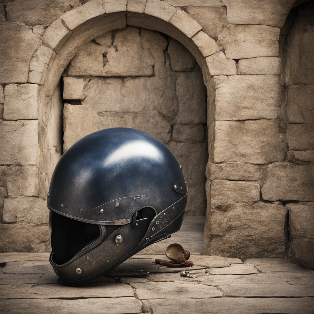 motorcycle helmet by boris in medieval setting poster