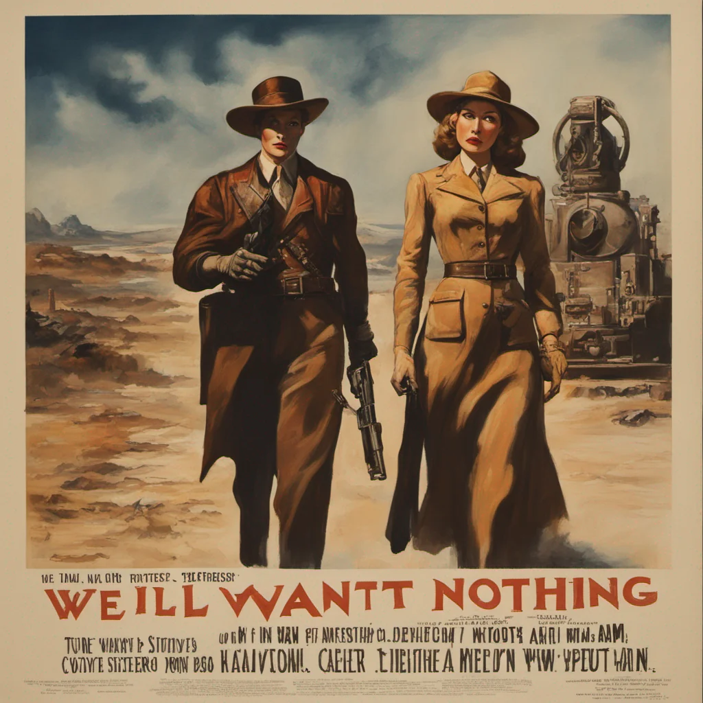 movie poster well want for nothing 1940s painterly doom depression dust coyote in distance winchester steampunk two sisters weapon arm