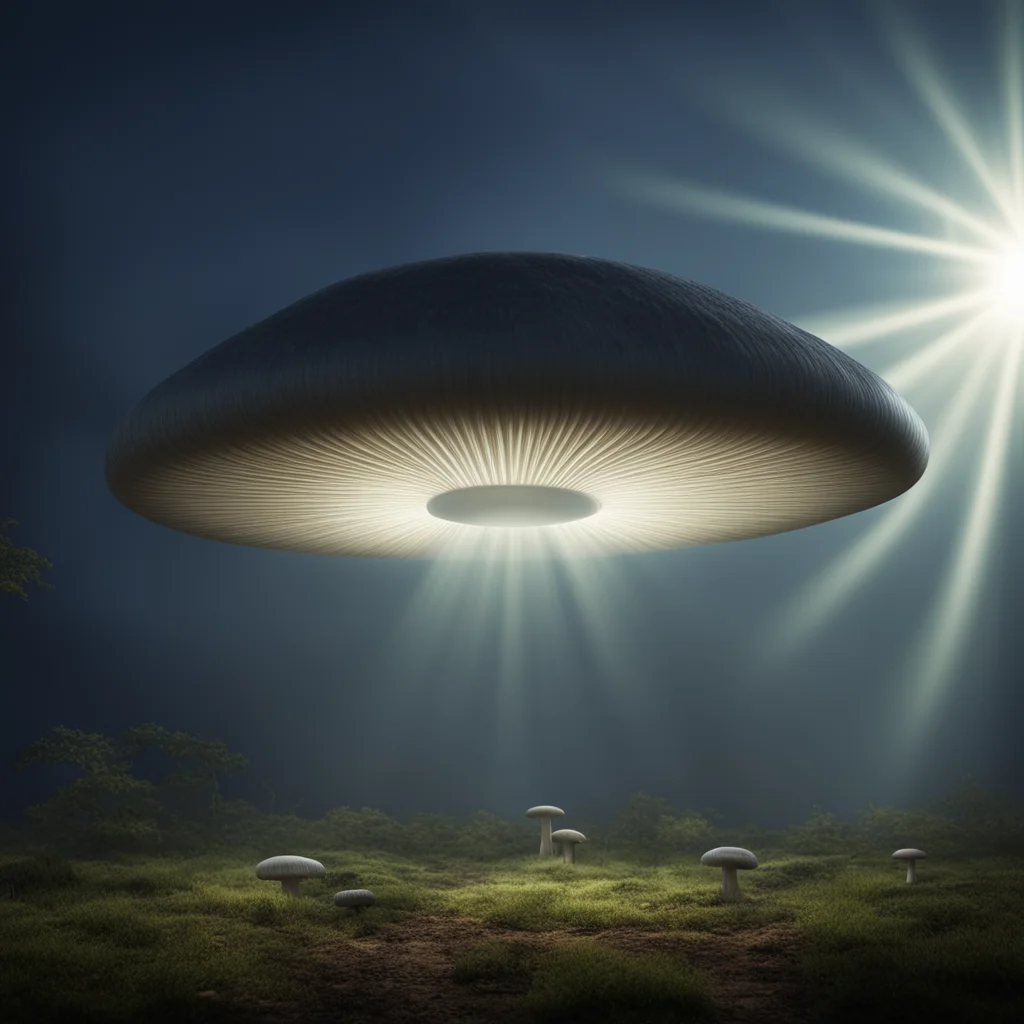 mushroom shaped ufo with light beam dramatic lightinh highly detailed ar 12