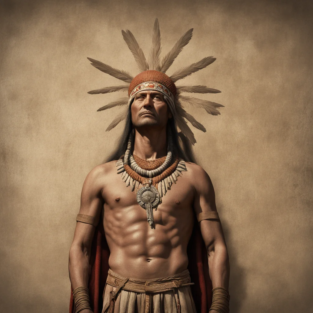 native american chieftan with headdress as Christ on a crucifix in the style of a medieval fresco painting repetition di