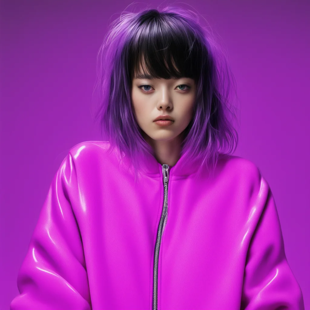 neon purple coral fleece and y2k emo girl fluids by hajime sorayama —h 350