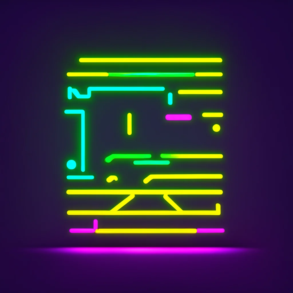 neon signage in blocky conlang writing system style