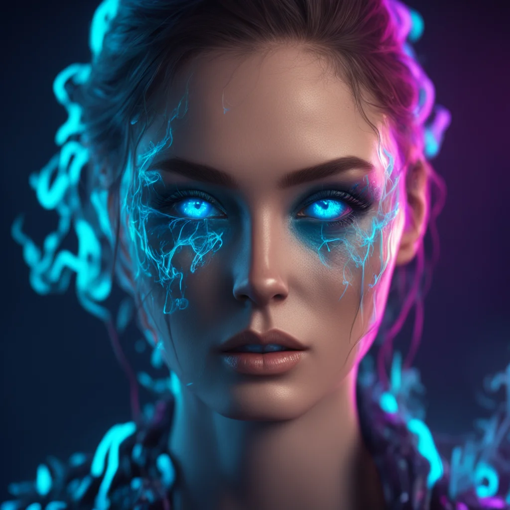 nevada parker wallpaper art fantasy portrait glowing neon blue eyes detailed wisps of smoke light very detailed hyper re