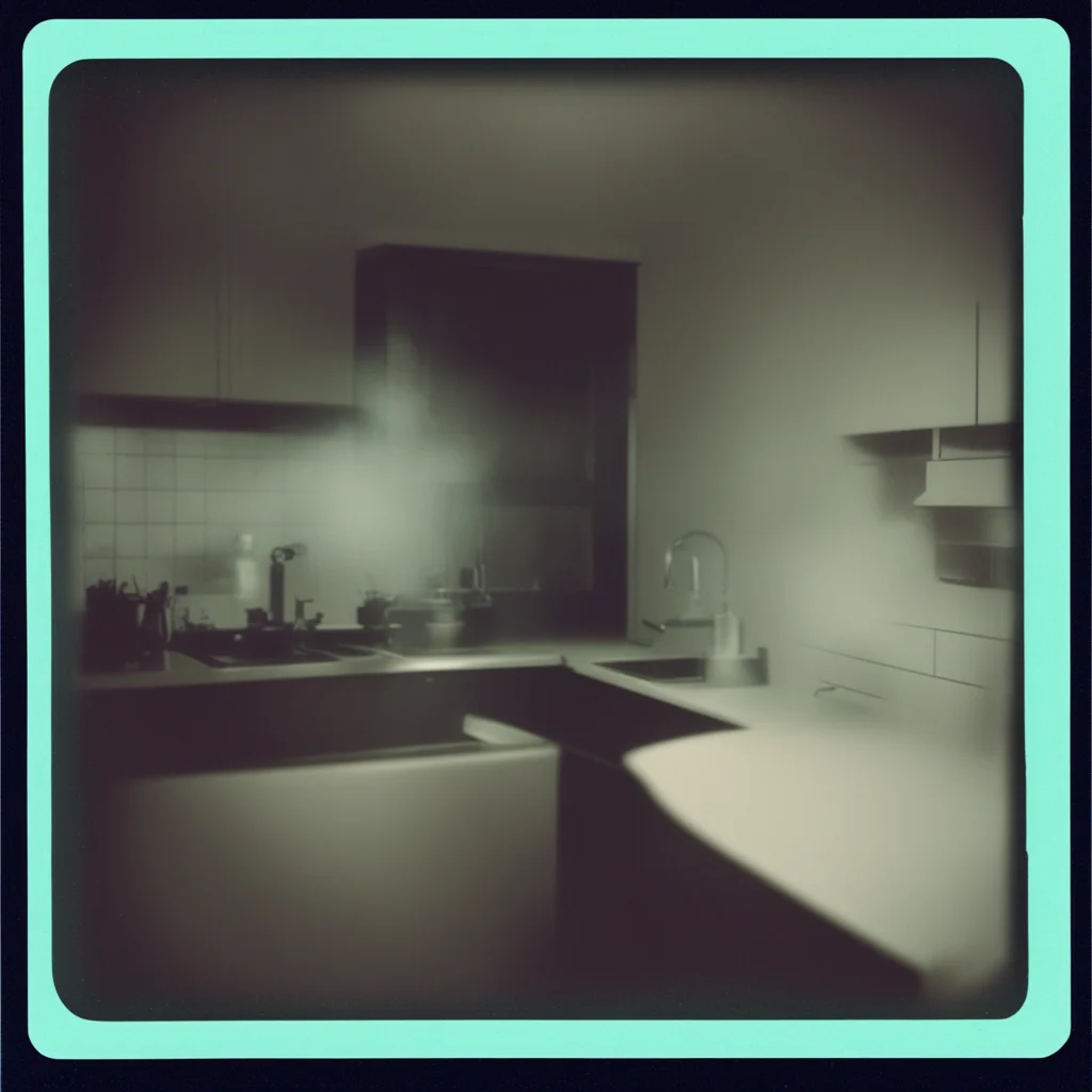 nighttime flash photo Polaroid creepy kitchen ghost apparition paranormal