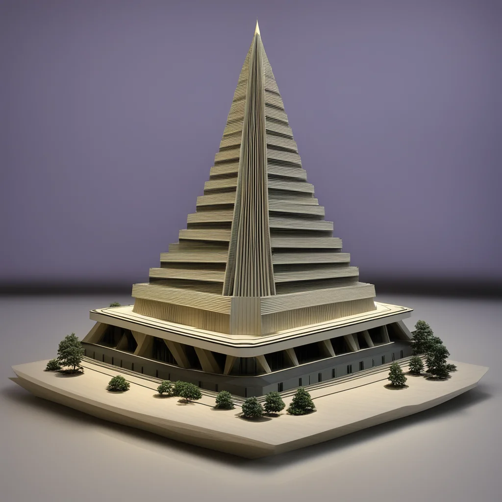 north Korean Ryugyong Hotel6 Escher architectural model4 in the style of claymation Pixar grommet2 uplight