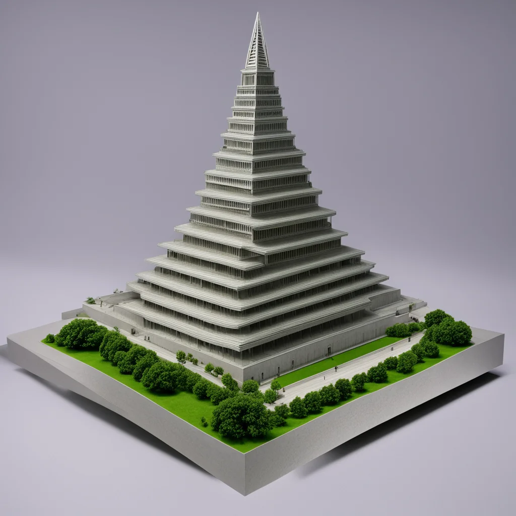 north Korean Ryugyong Hotel6 Escher architectural model4 in the style of claymation Pixar grommet2
