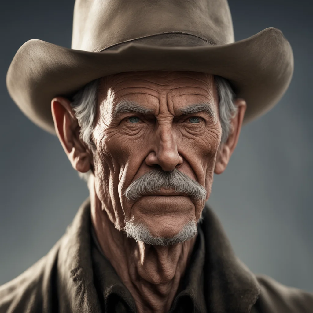 nose airbrushed  older cowboy  Expressive male face Close up character portrait concept art symmetrical portrait in focu
