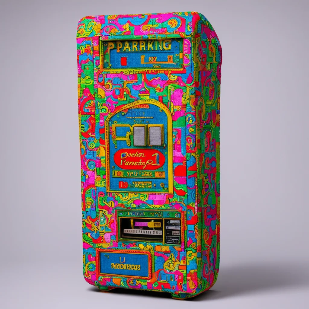 old parking meter made out of intricate fabric highly detailed woven fabric pop art