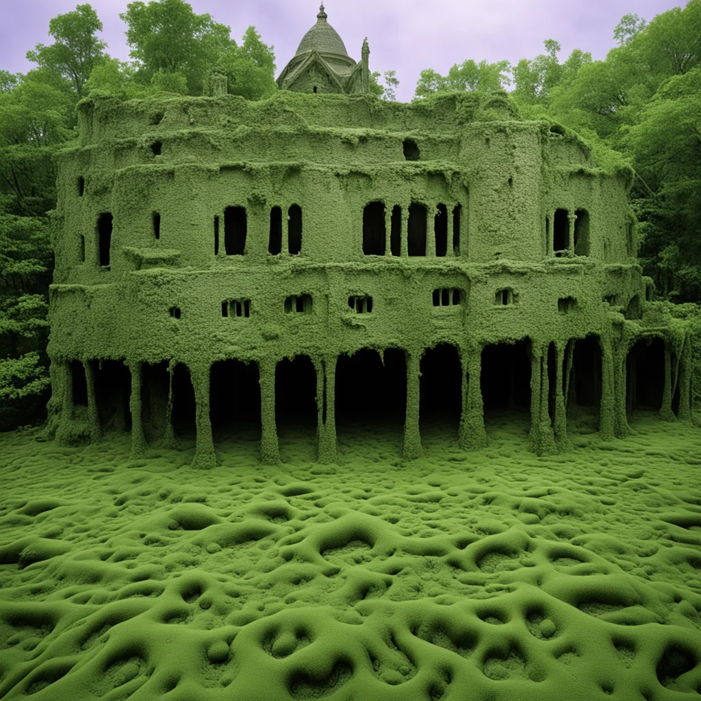 on the murky bottom of the Mississippi River a Mud Palace rests covered in algae —ar 1117