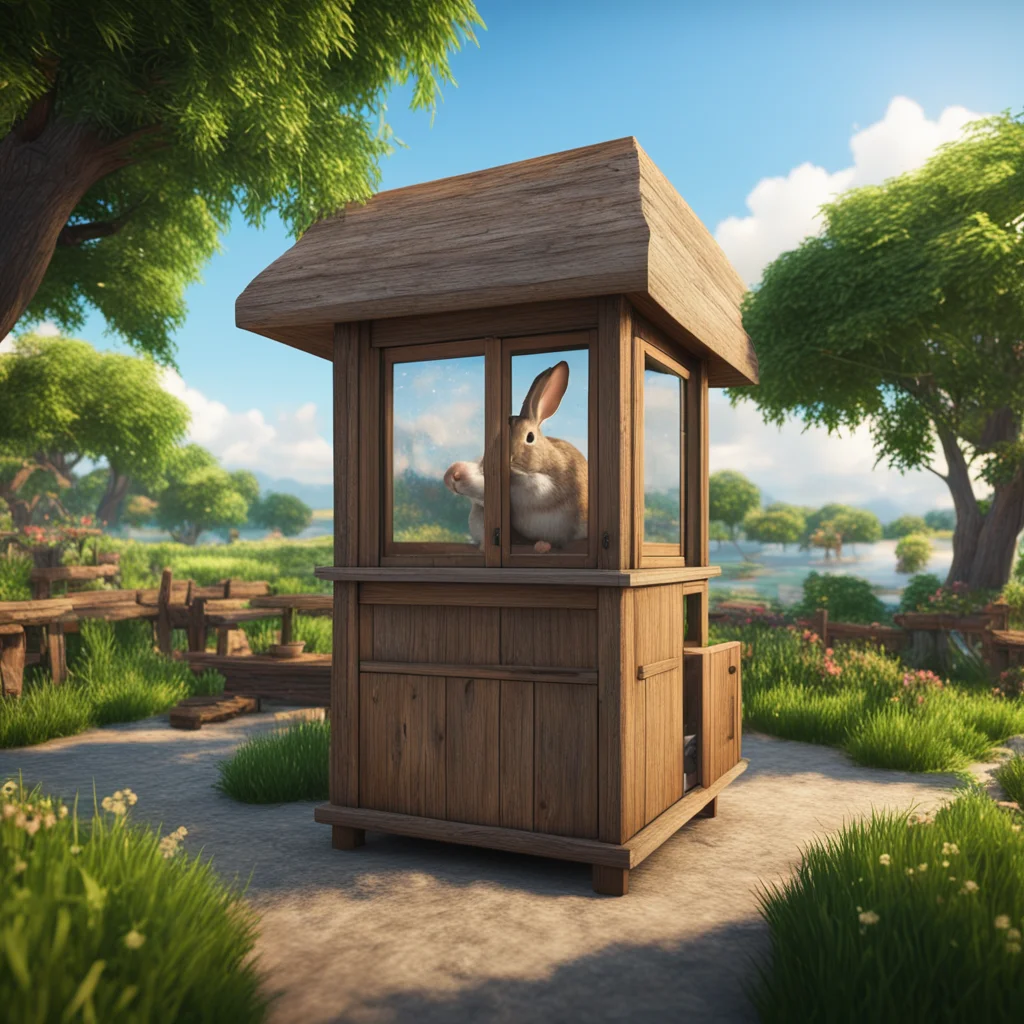 one wooden Rabbit Hutch in rustic farm by hyperdetail15 bubbles3 islands in the sky3 aquarium scene3 lights3 One Melbour