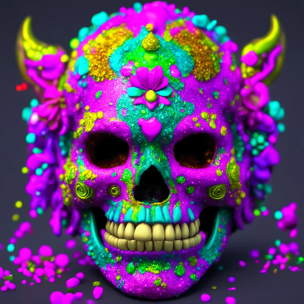 oni jsugar skull highly detailed glitter rainbow Octane rendered HD 8K ar 57