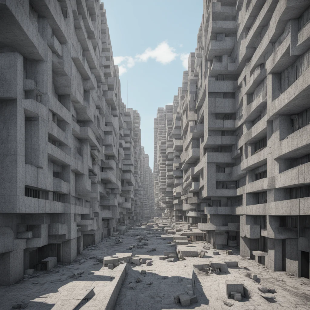 optical illusion architecture  Soviet brutalism  dense crowded city  highly detailed environment  Octane Render ar 919