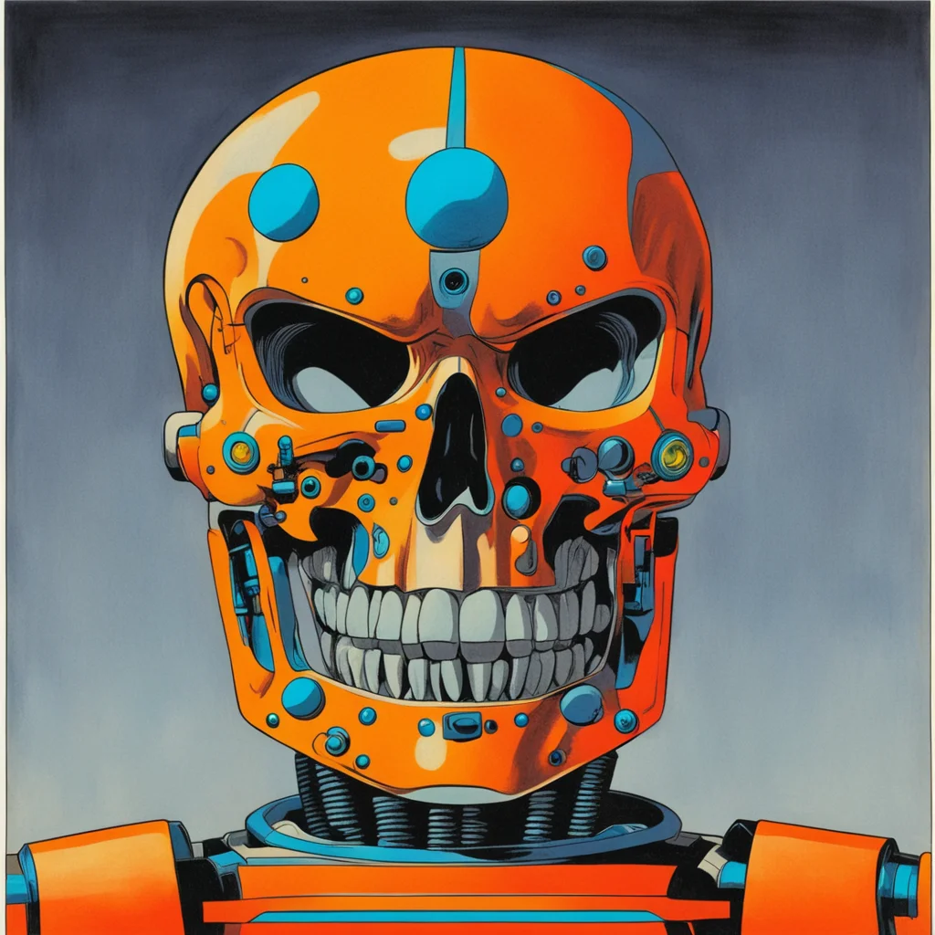 orange robot skull glowing eyes jack kirby silver age colored comic art circa 1965 ar 1117