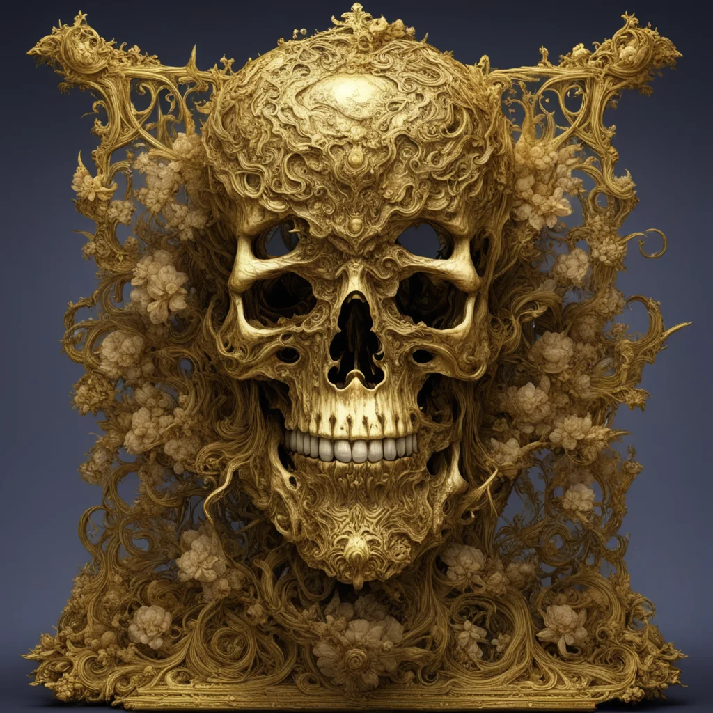 ornate beautiful Golden Death WAR FLAG  woven and etched from opal and bismuth by tsutomu nihei emil melmoth zdzislaw be