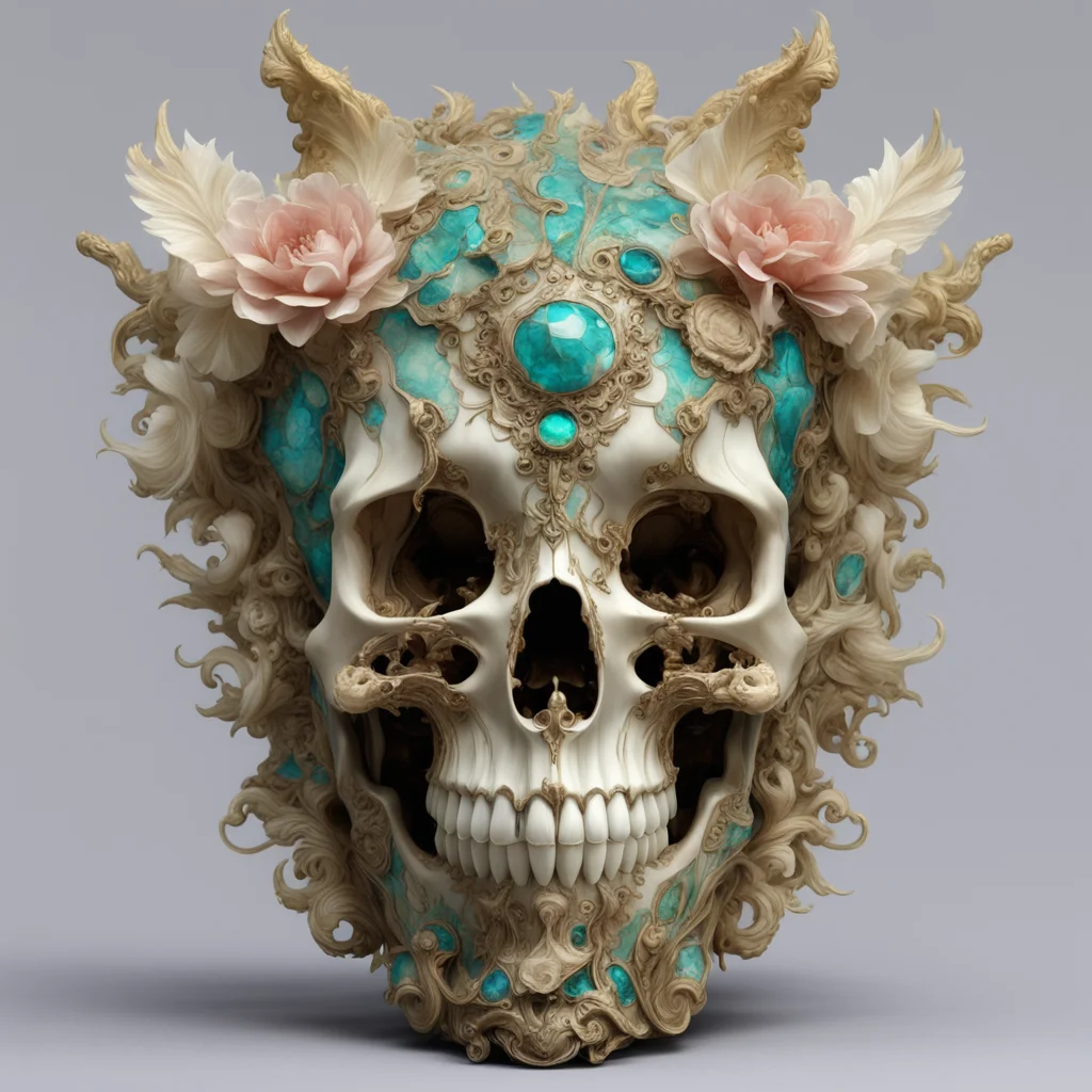 ornate beautiful bird god skull carved from opal by tsutomu nihei emil melmoth zdzislaw belsinki Craig Mullins yoji shin