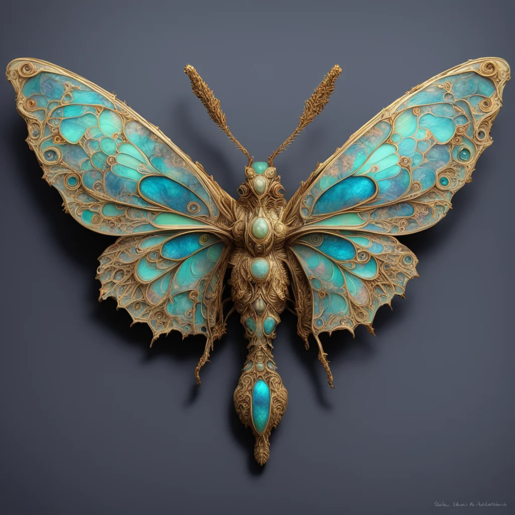 ornate beautiful moth carved from opal by tsutomu nihei emil melmoth zdzislaw belsinki Craig Mullins yoji shinkawa trending on artstation flowers of hope 