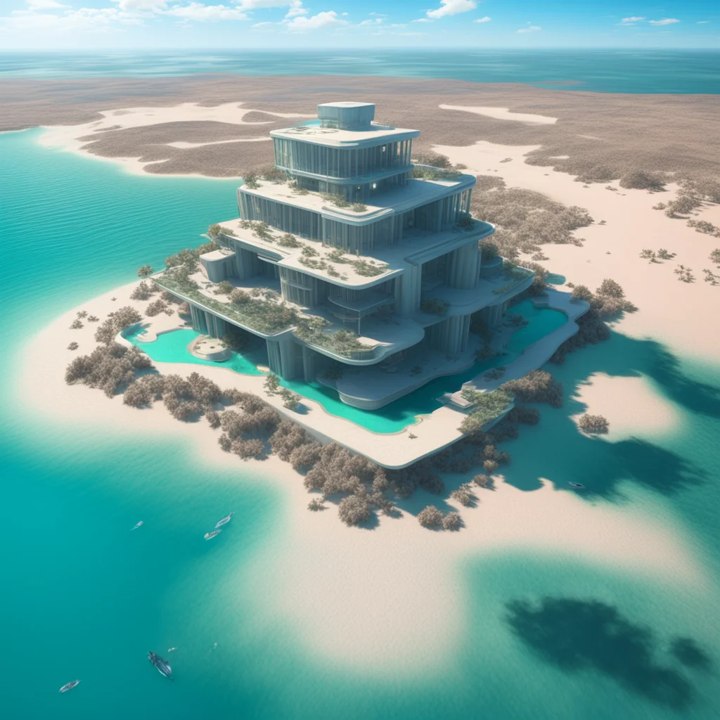 over and under waterarchipelago  inhabited ocean building  structures diving  science facility water desert detailed Ray