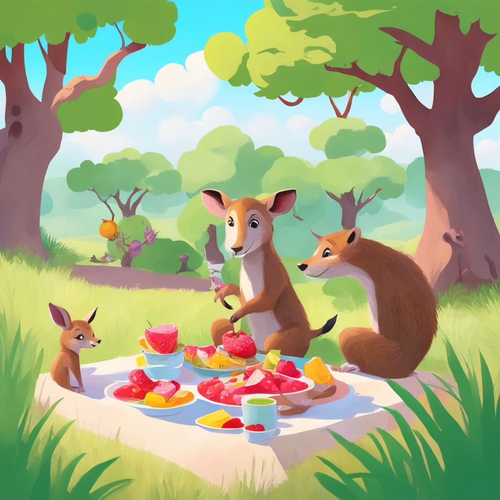painted illustration of safari animal having a picnic during spring by dice tsutsumi by robert kondo children book in st