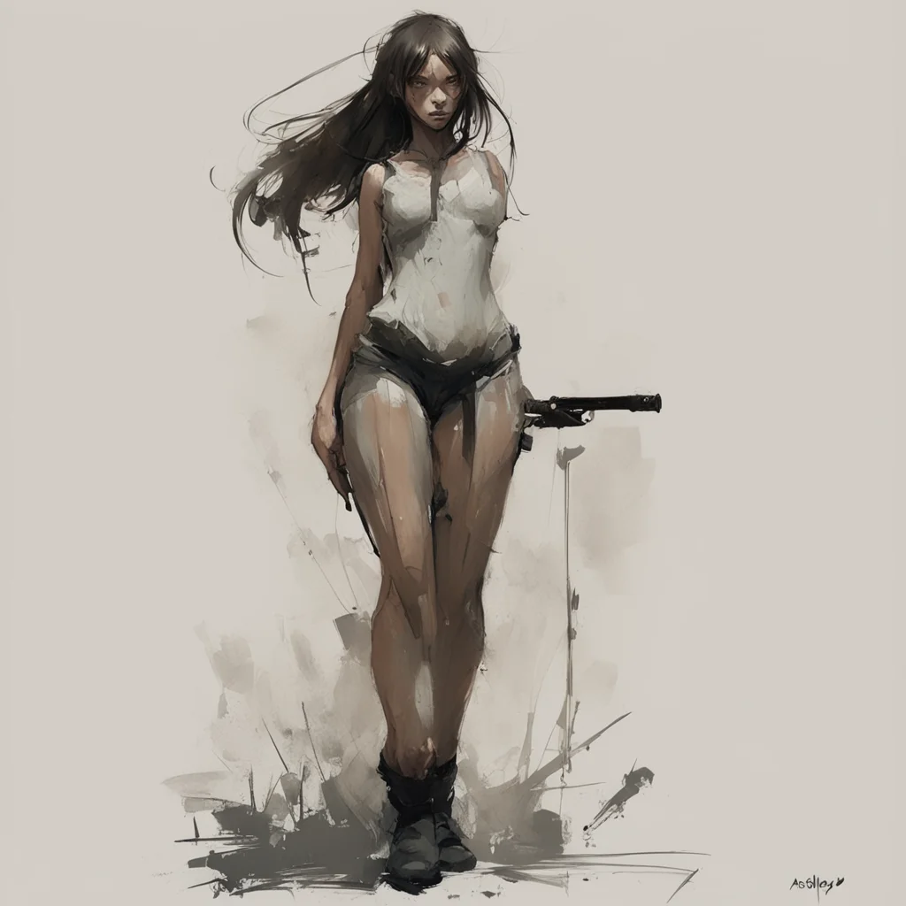 painting of a full figure girl by ashley wood character concept detailed artstation ar 23 stop 80