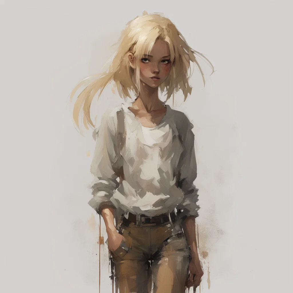 painting of an expressive beautiful girl blonde full body character concept art artstation by Ashley Wood ar 23 stop 80