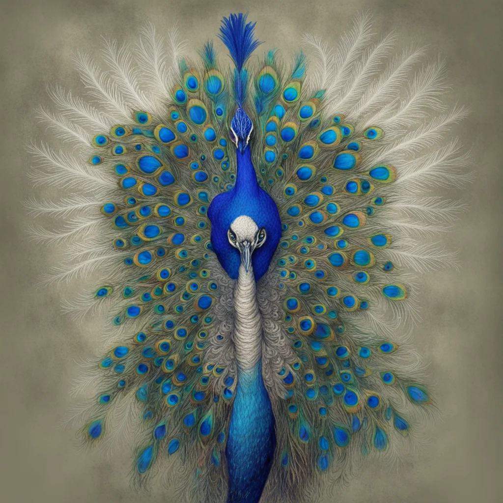 peacock with crooked skeleton feathers