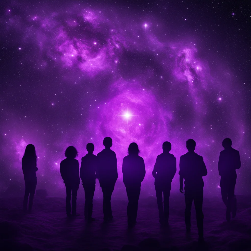 people hoilding purple galaxy stars palantir