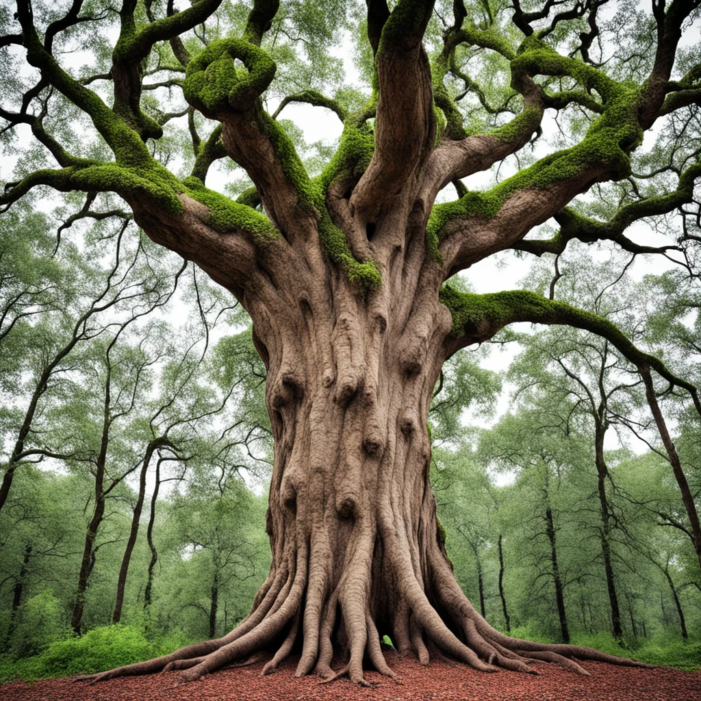 photo of a body building oak tree in a forest extreme muscles —ar 45
