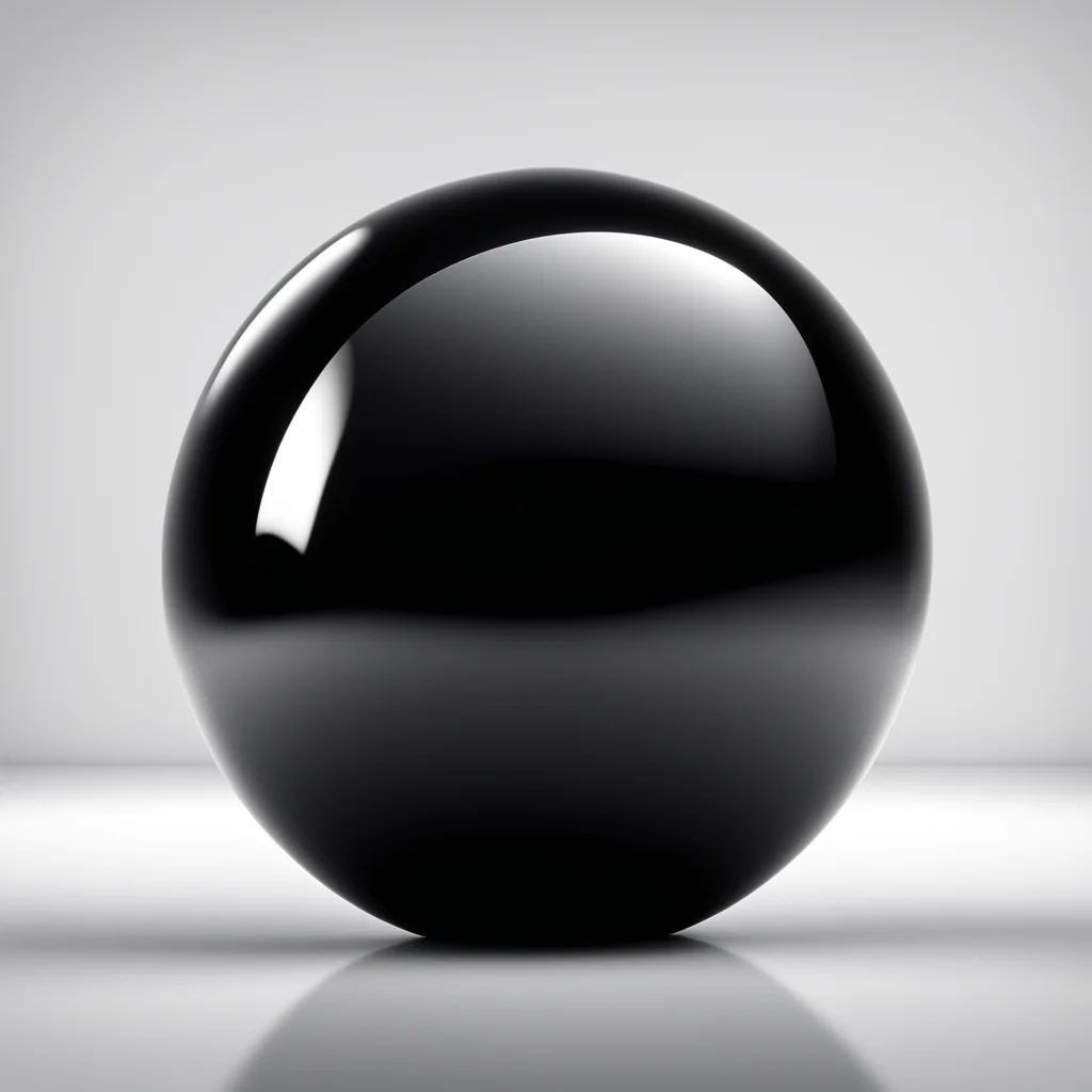photo of a smooth black glossy reflective sphere in a white room 8K 3D redshift render clean polished sharp reflections 