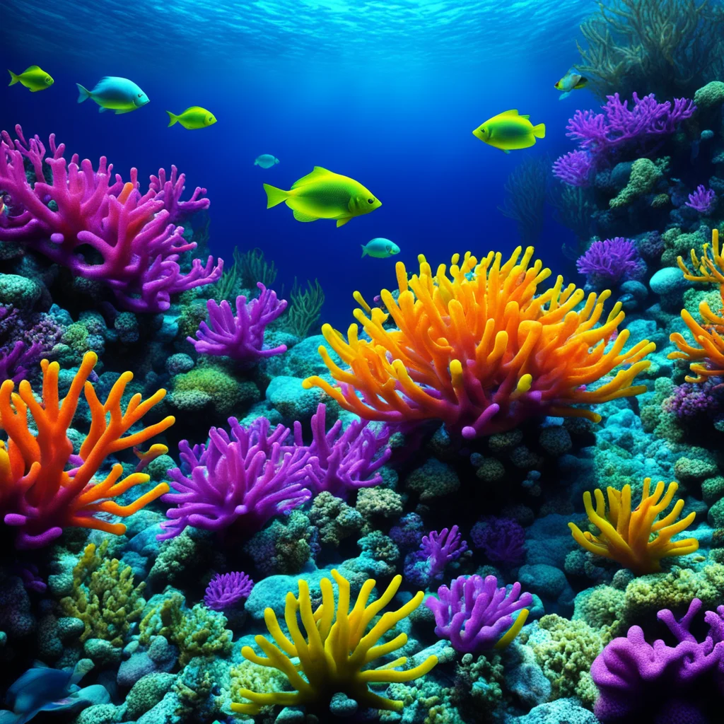 photo of colored coral reef fish high contrast hugh realistic high detailed unreal render eerie blue light