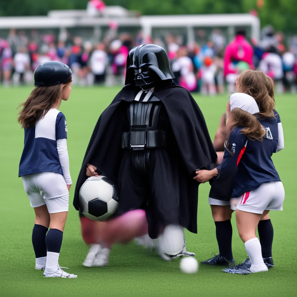 photo of darth vader as a girls soccer coach in a huddle with his team ar 64